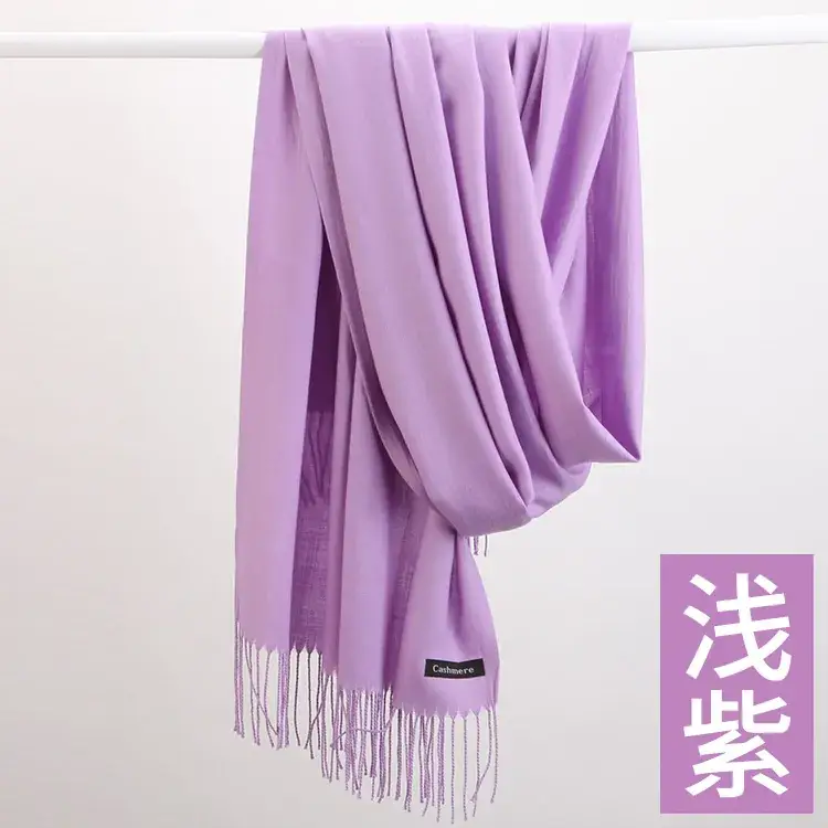 Women's Navy Blue Cashmere Shawl with Tassels - Image 23