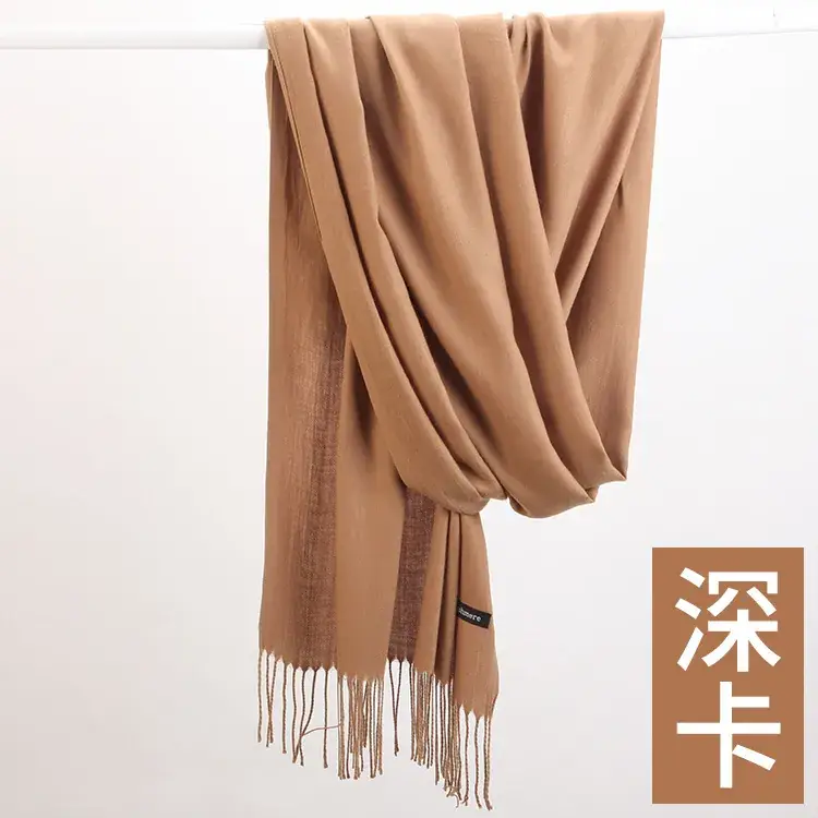 Women's Navy Blue Cashmere Shawl with Tassels - Image 26