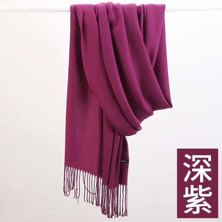 Women's Navy Blue Cashmere Shawl with Tassels - Image 27
