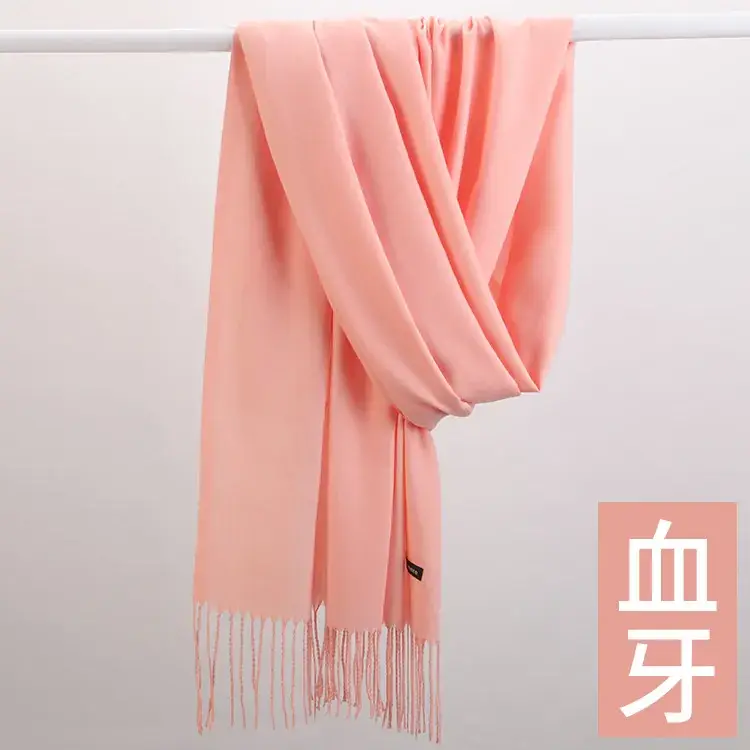 Women's Navy Blue Cashmere Shawl with Tassels - Image 29