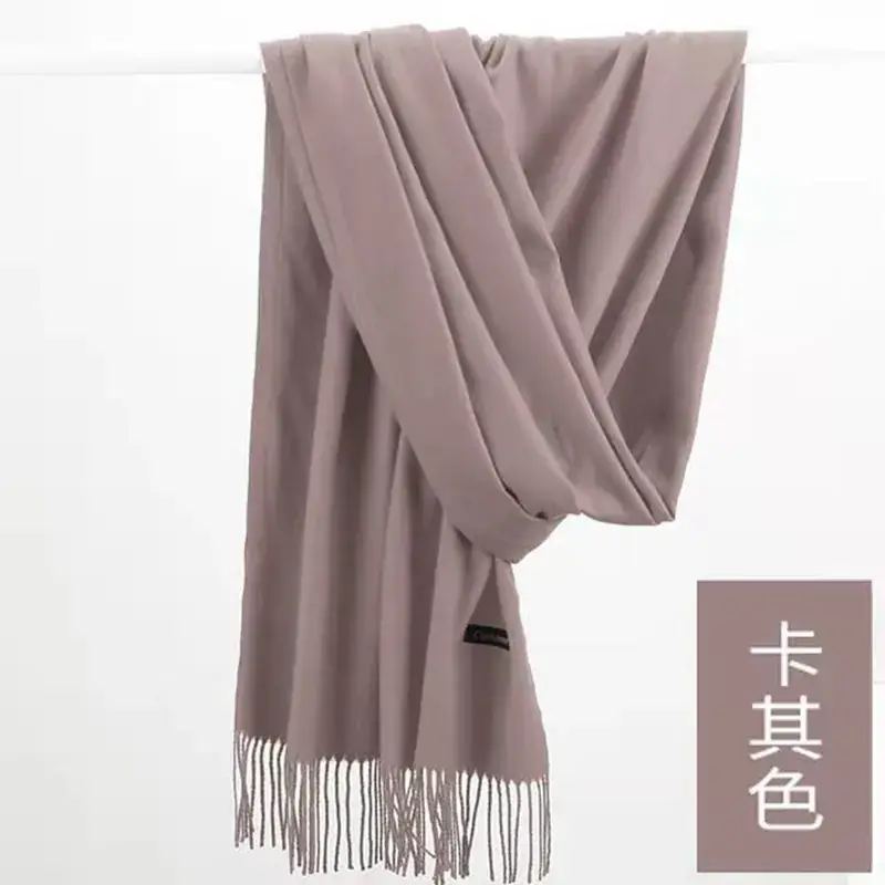 Women's Navy Blue Cashmere Shawl with Tassels - Image 32