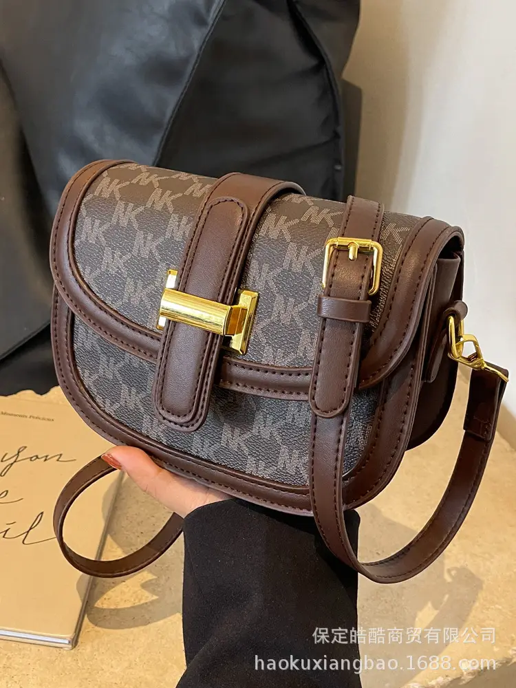 Women's Retro Crossbody Bag with Gold Clasp