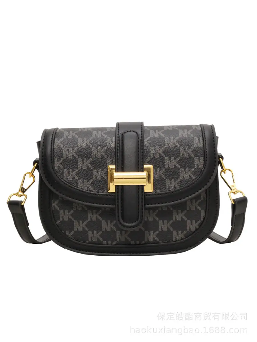 Women's Retro Crossbody Bag with Gold Clasp