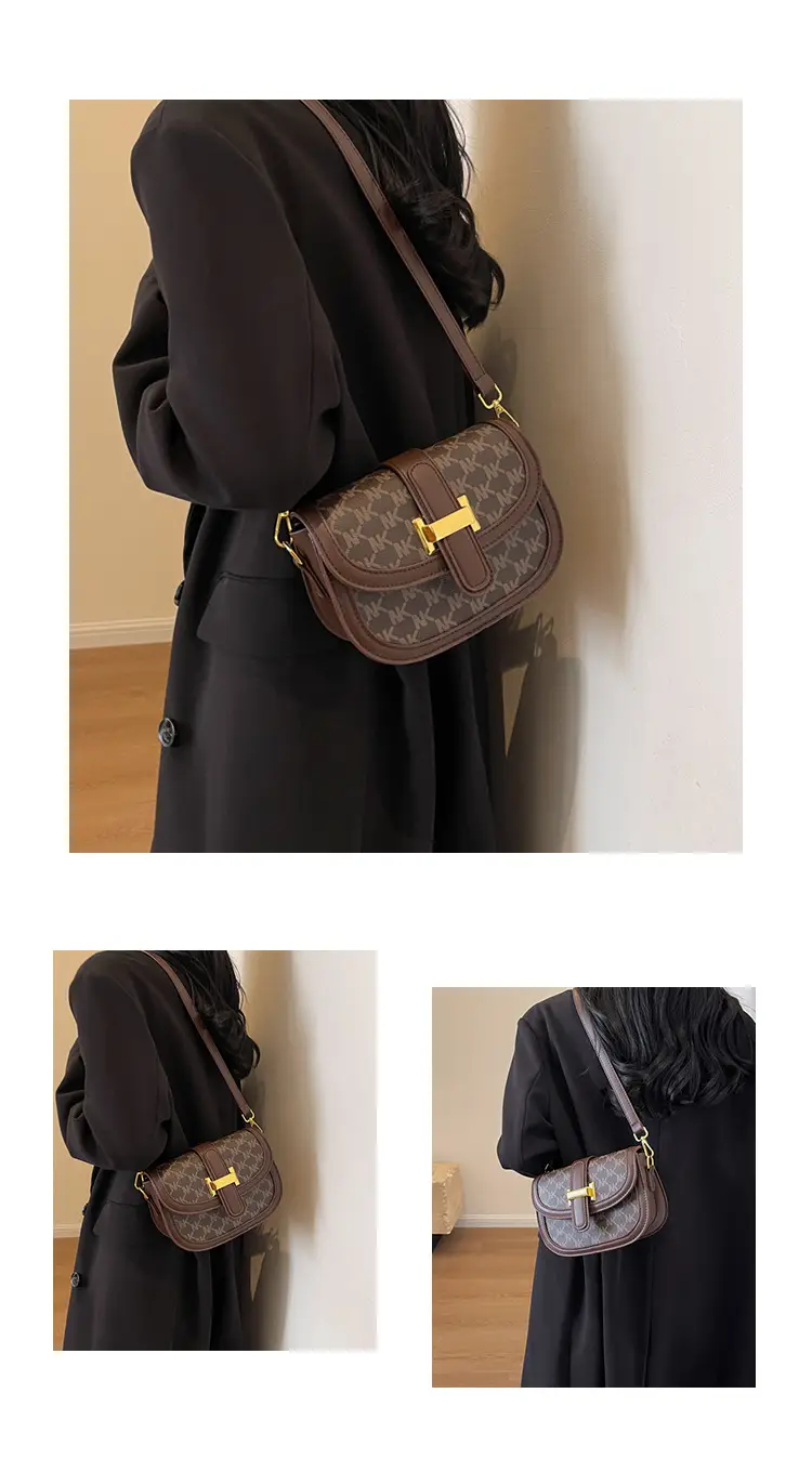 Women's Retro Crossbody Bag with Gold Clasp — feature 10