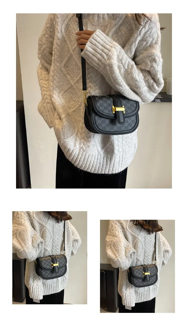 Women's Retro Crossbody Bag with Gold Clasp — feature 11