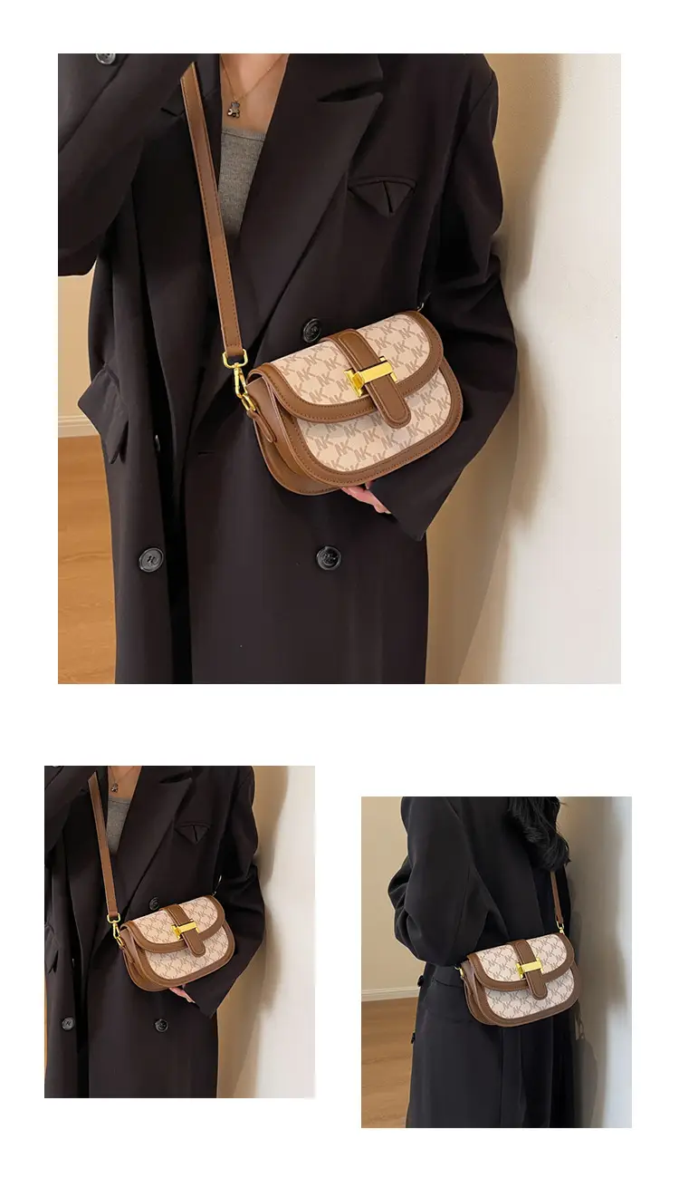Women's Retro Crossbody Bag with Gold Clasp — feature 12
