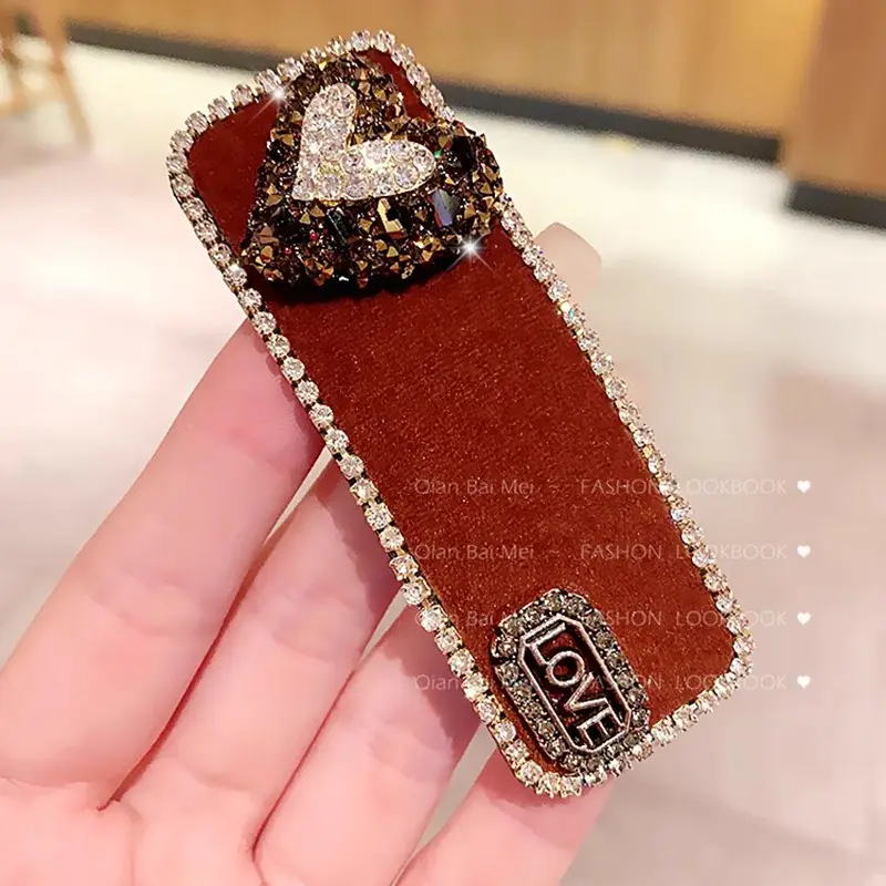 Autumn Winter Brown Rhinestone Bear Clip Hairpin - Image 3