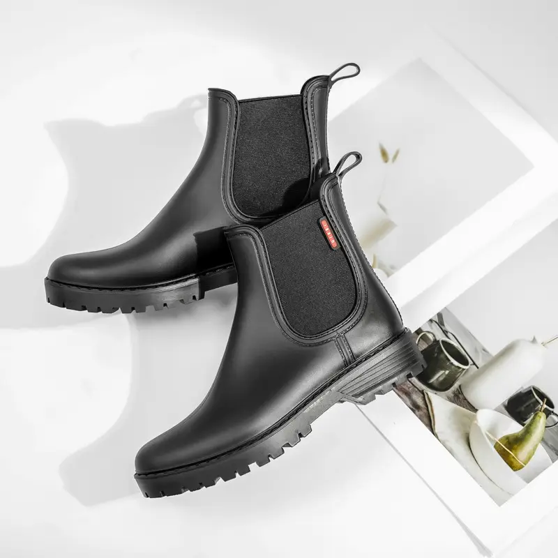Women's Short Chelsea Rain Boots, New Low-Top Water Shoes, Lightweight Non-Slip Rain Boots, Pvc Overshoes, Rubber Shoes, Women's Waterproof