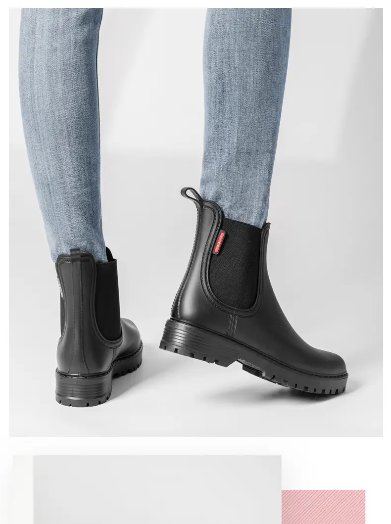 Women's Short Chelsea Rain Boots, New Low-Top Water Shoes, Lightweight Non-Slip Rain Boots, Pvc Overshoes, Rubber Shoes, Women's Waterproof — feature 9