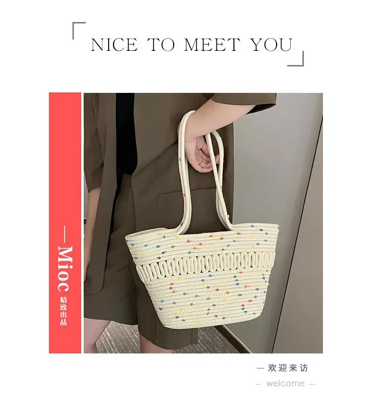 French Straw Woven Bag for Women, Large Capacity, Cross-border Holiday Use — feature 6