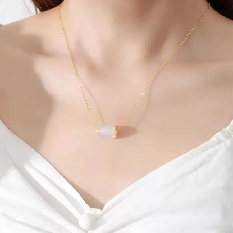 Gold Inlaid Jade Transfer Beads Necklace - Image 4