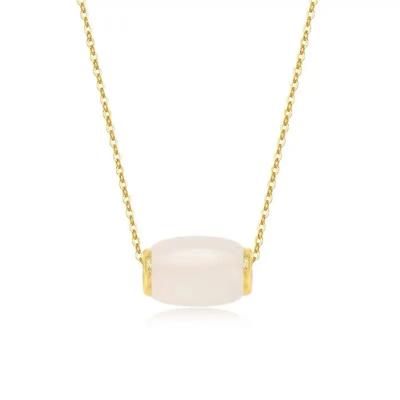Gold Inlaid Jade Transfer Beads Necklace - Image 5