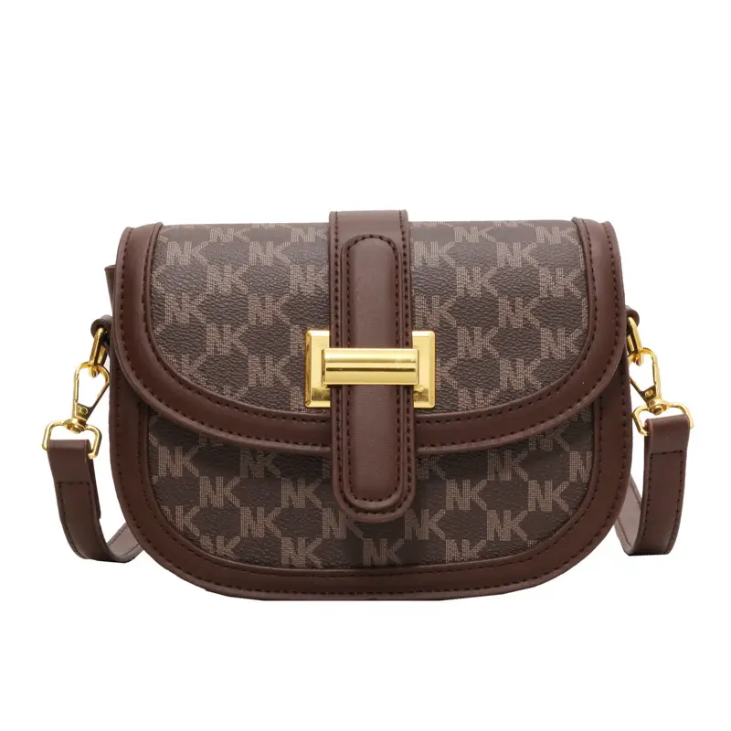 Vintage Saddle Bag Brown Gold Clasp Women - Image 8