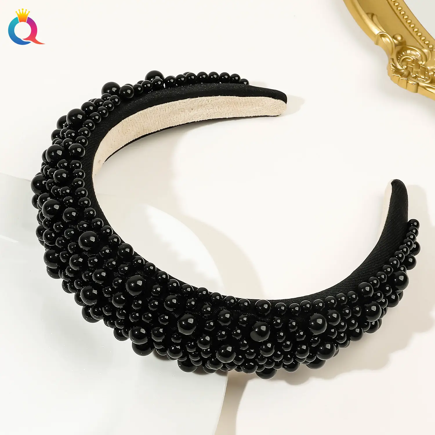 Pink Full Pearl Skull Top Headband for Women — feature 25