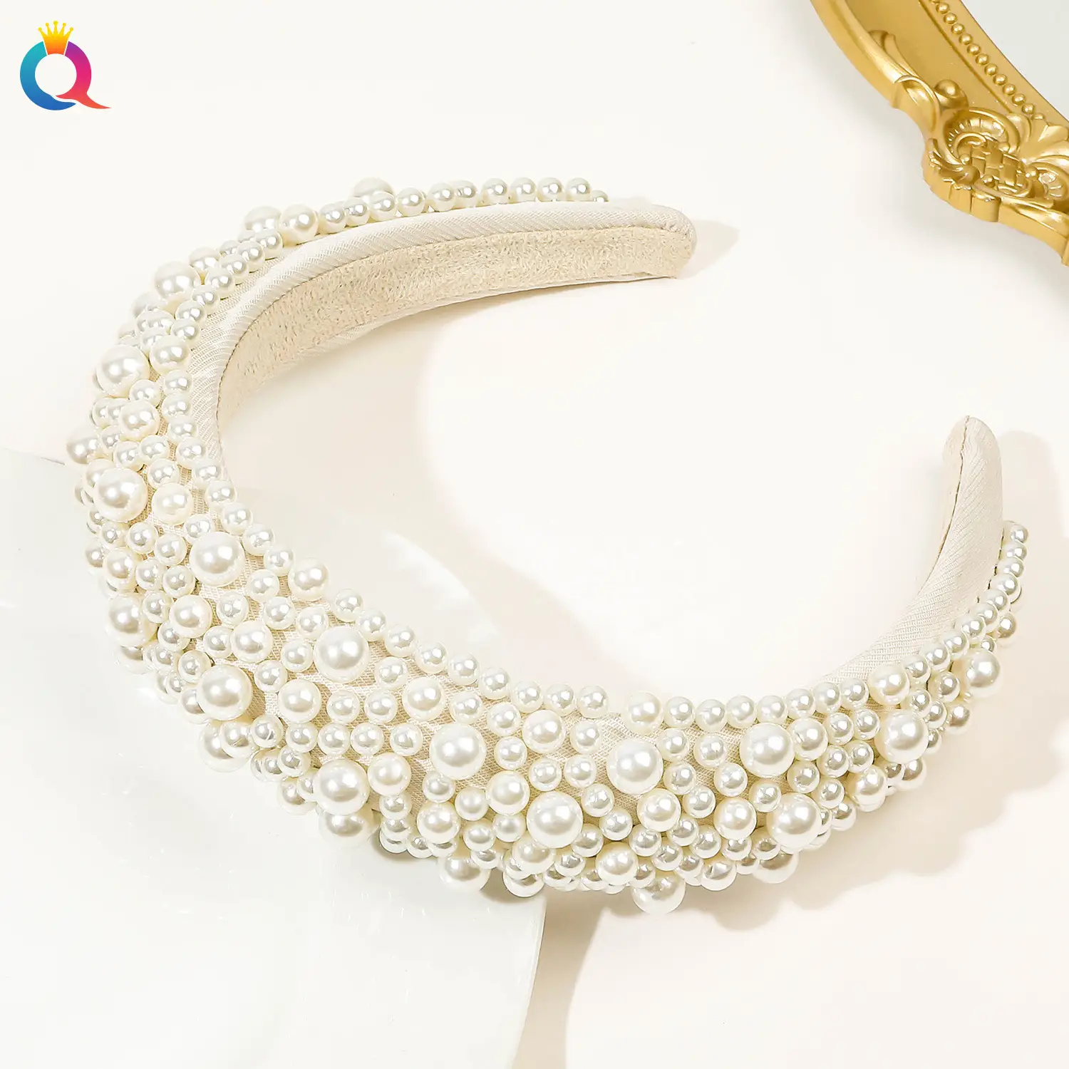 Pink Full Pearl Skull Top Headband for Women — feature 26