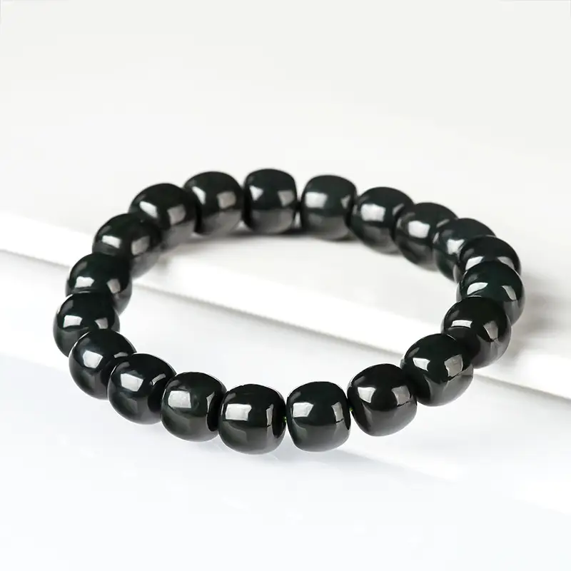 Black Jade Barrels Bracelet for Men Women Wholesale - Image 2