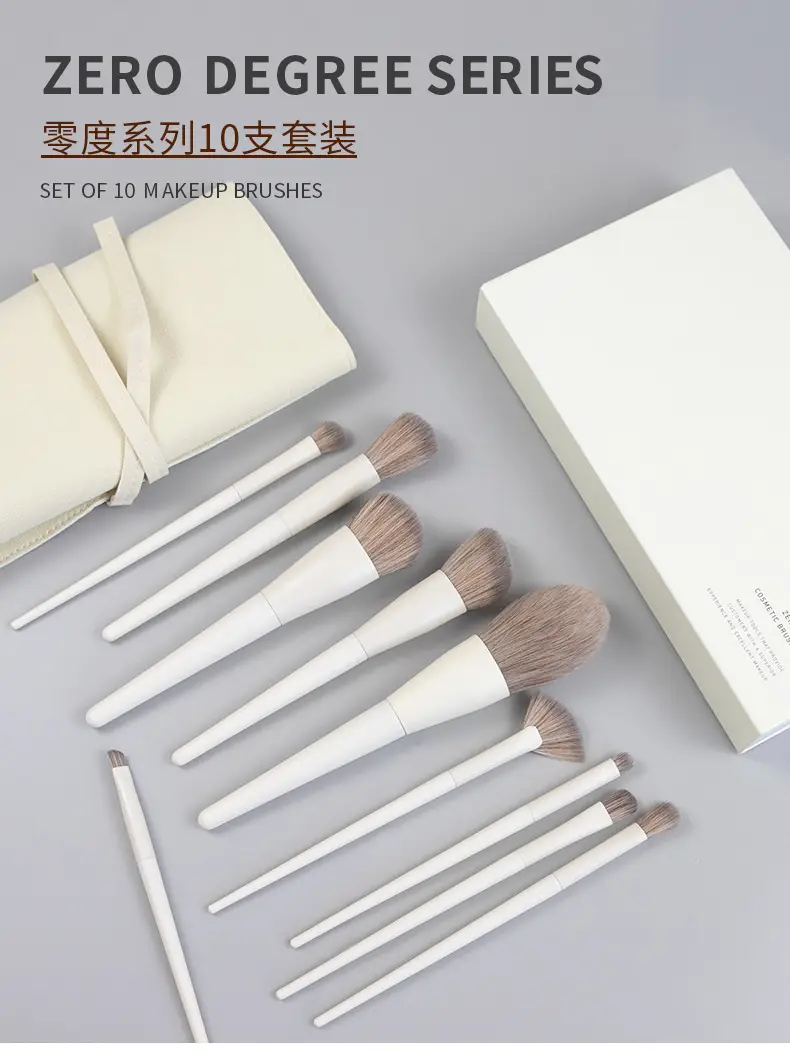 10-Piece Makeup Brush Set with Loose Powder Brush & Foundation Brush — feature 1