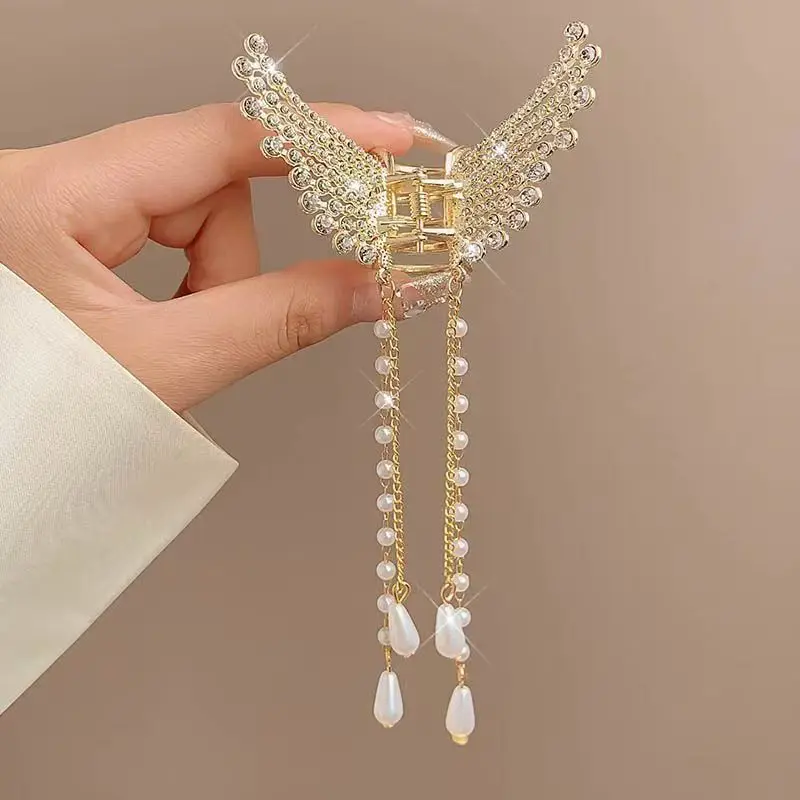 Metal Butterfly Hairpin with Pearl Tassel for Women