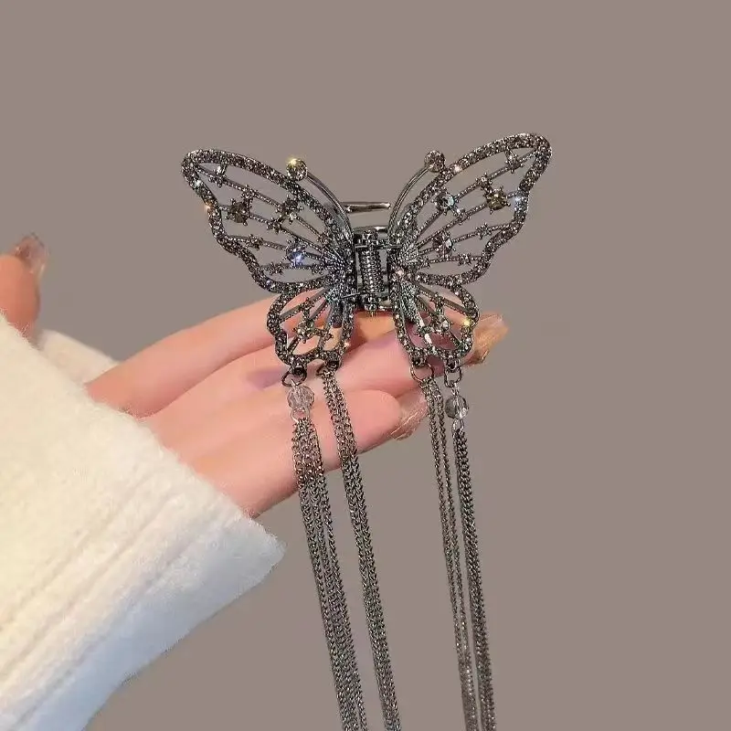 Metal Butterfly Hairpin with Pearl Tassel for Women
