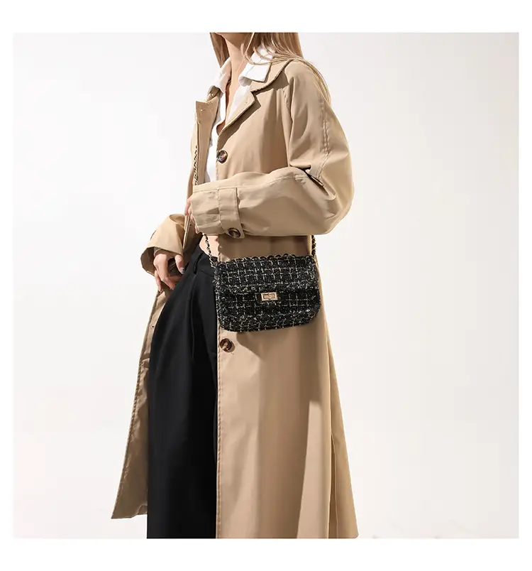 2023 Women's White Plaid Chain Shoulder Bag — feature 19
