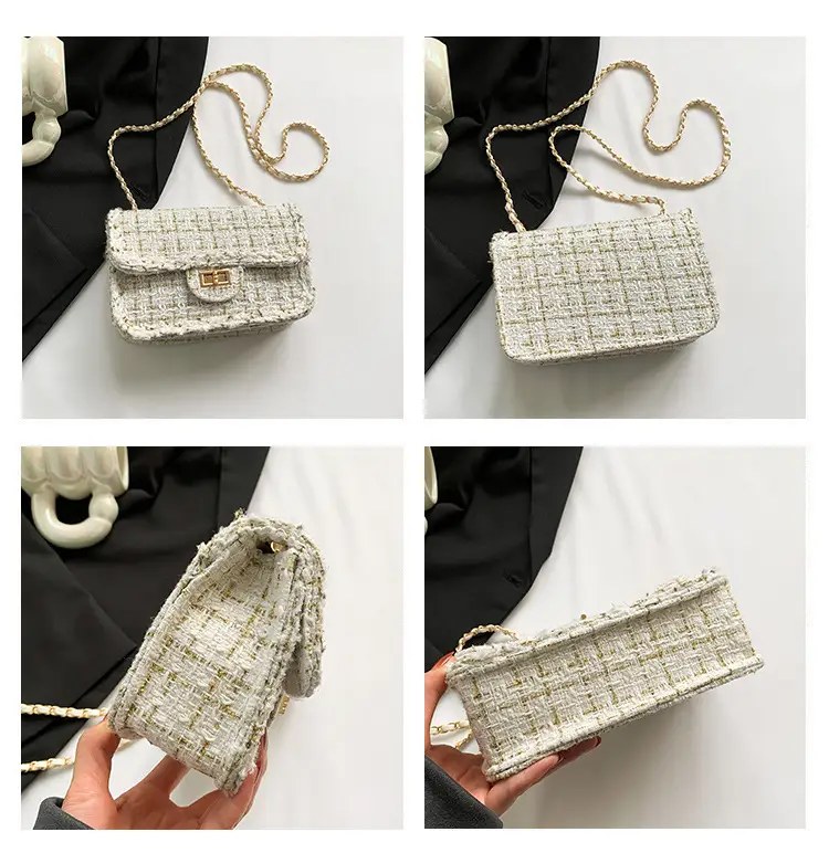 2023 Women's White Plaid Chain Shoulder Bag — feature 8