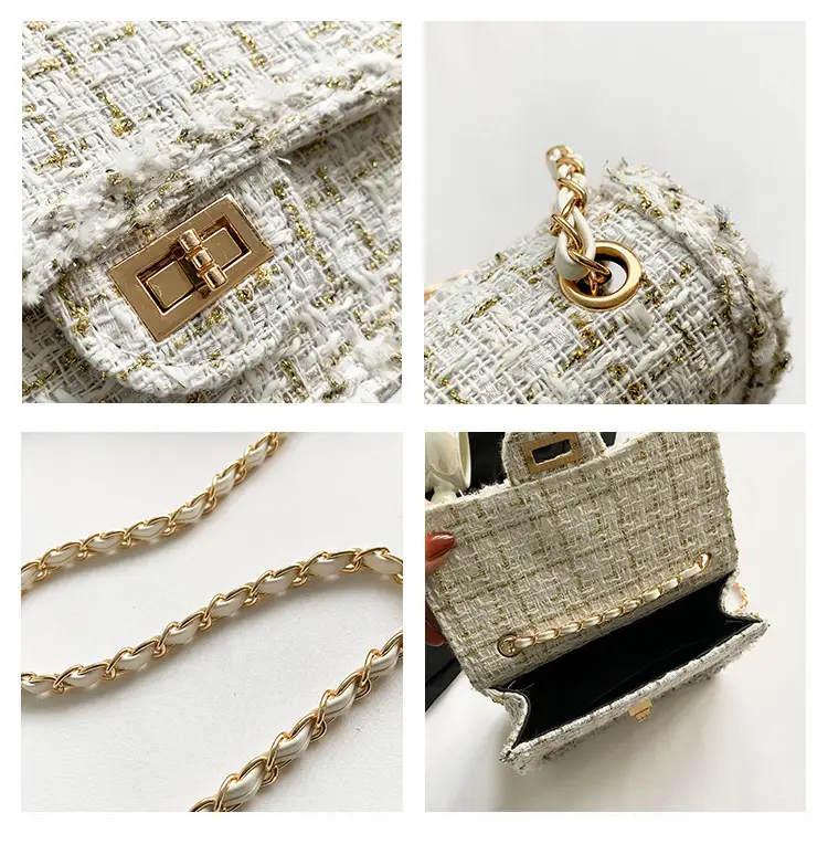 2023 Women's White Plaid Chain Shoulder Bag — feature 9