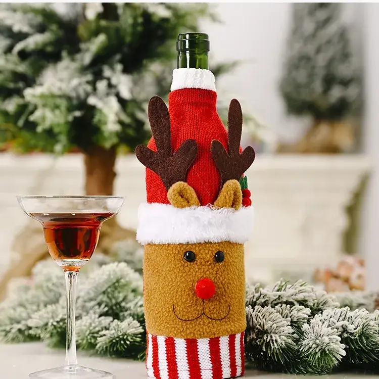 Knitted Christmas Wine Bottle Cover with Elf Design - Image 6