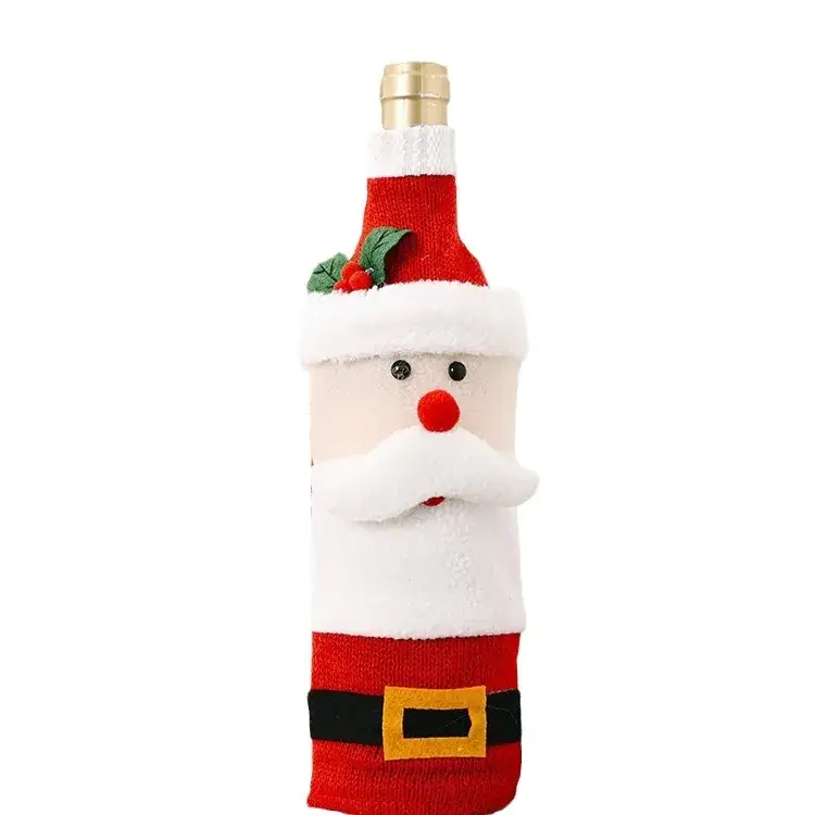 Knitted Christmas Wine Bottle Cover with Elf Design - Image 8
