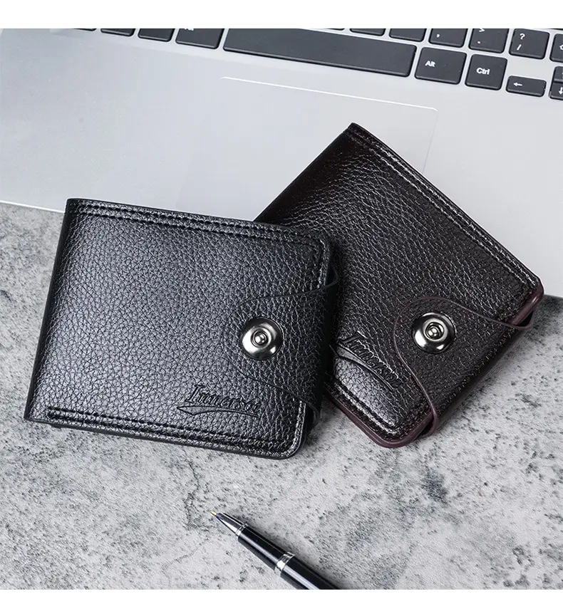 Factory wholesale men's wallet casual youth buckle coin purse multi-functional multi-card male card holder card holder — feature 8