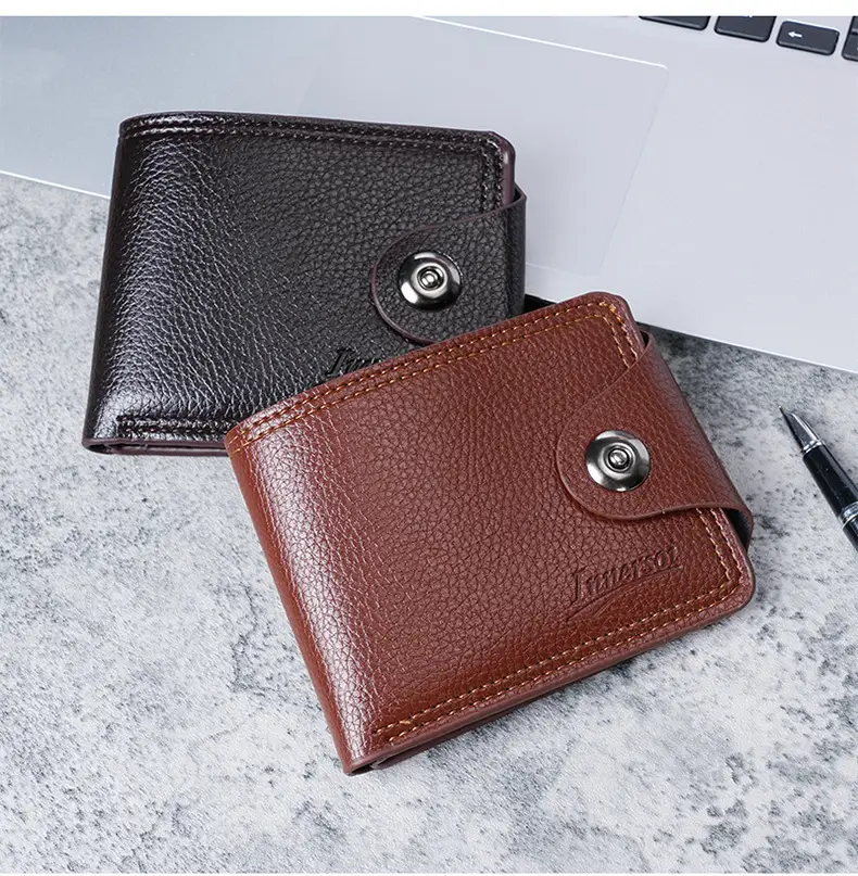 Factory wholesale men's wallet casual youth buckle coin purse multi-functional multi-card male card holder card holder — feature 9
