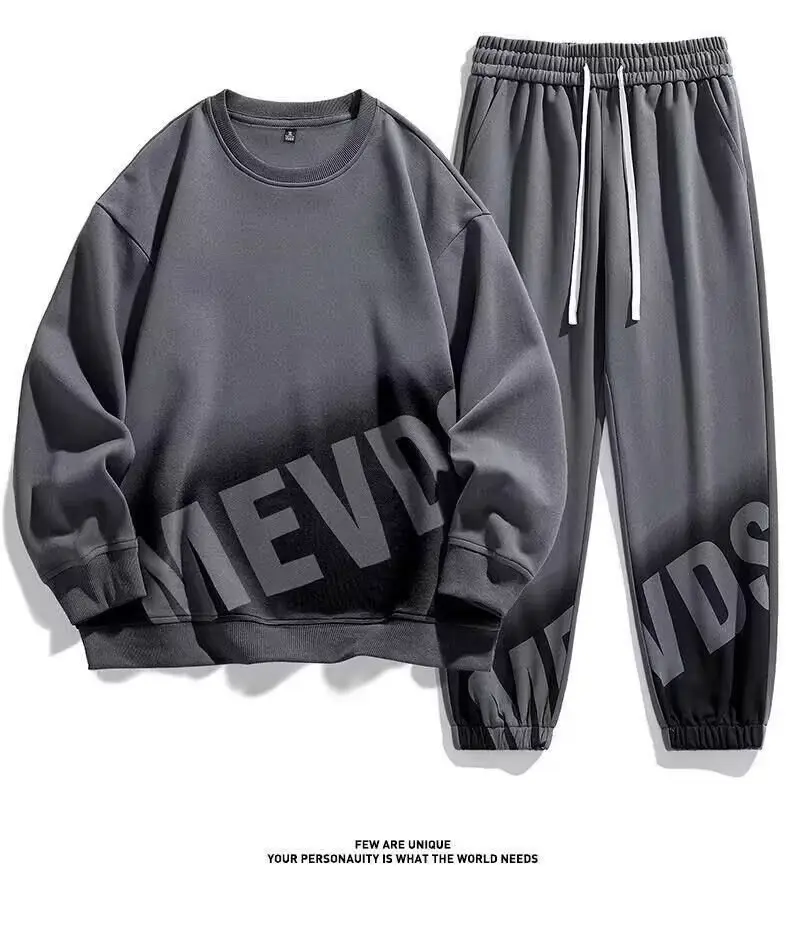 Men's Black Oversized Sweatpants Set with Graphic Print — feature 4