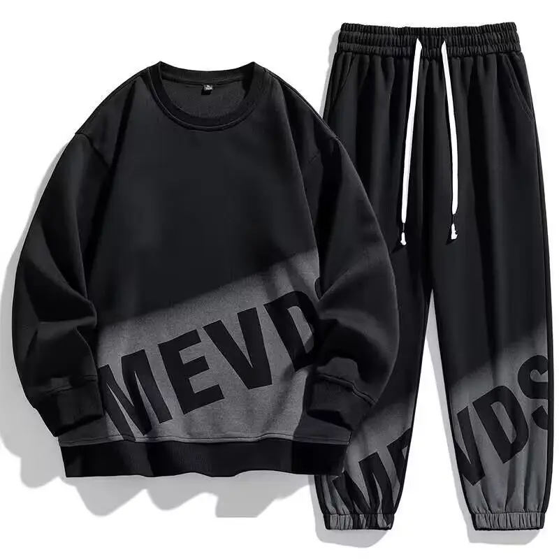 Men's Black Oversized Sweatpants Set with Graphic Print - Image 3