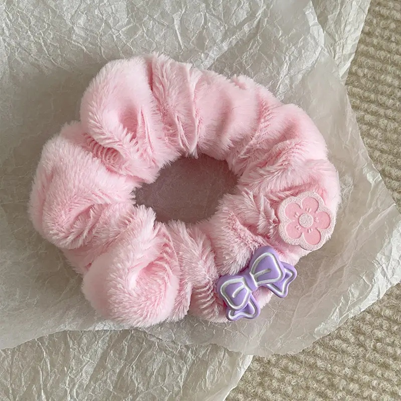 Plush Hair Band for Girls with Pink Bow