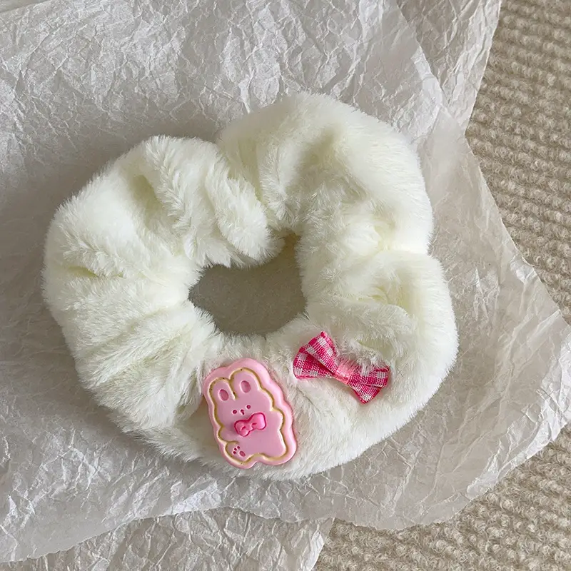 Plush Hair Band for Girls with Pink Bow