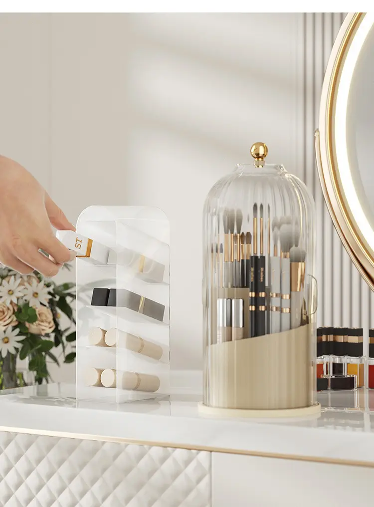Rotating Makeup Brush & Lipstick Storage Rack — feature 17
