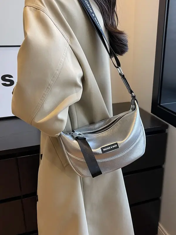 Women's French Niche Shoulder Messenger Bag Beige Black