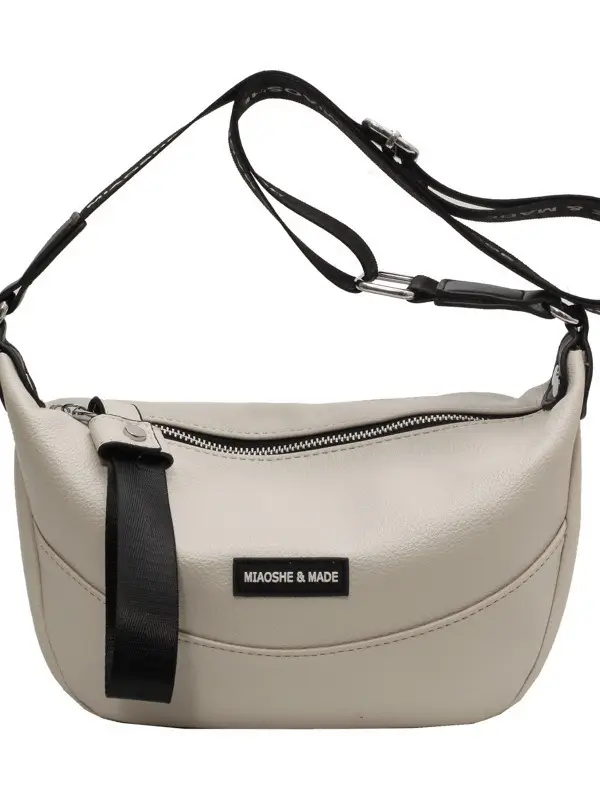 Women's French Niche Shoulder Messenger Bag Beige Black