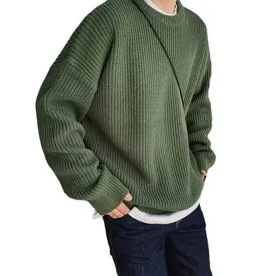 Men Knitted Crewneck Sweater Autumn Winter Loose Fit - Image 18