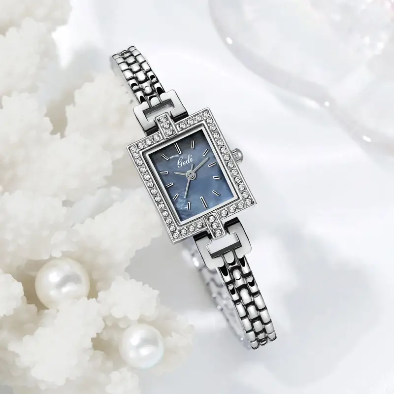 Women's Square Plate Quartz Watch with Crystal Band - Image 3