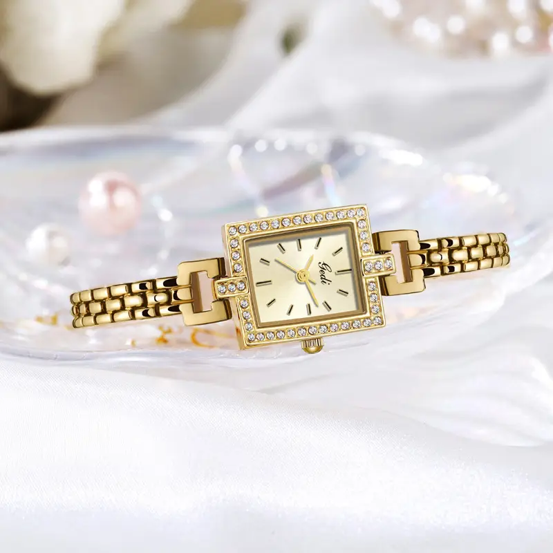 Women's Square Plate Quartz Watch with Crystal Band - Image 5