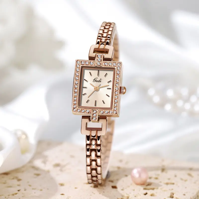 Women's Square Plate Quartz Watch with Crystal Band - Image 6