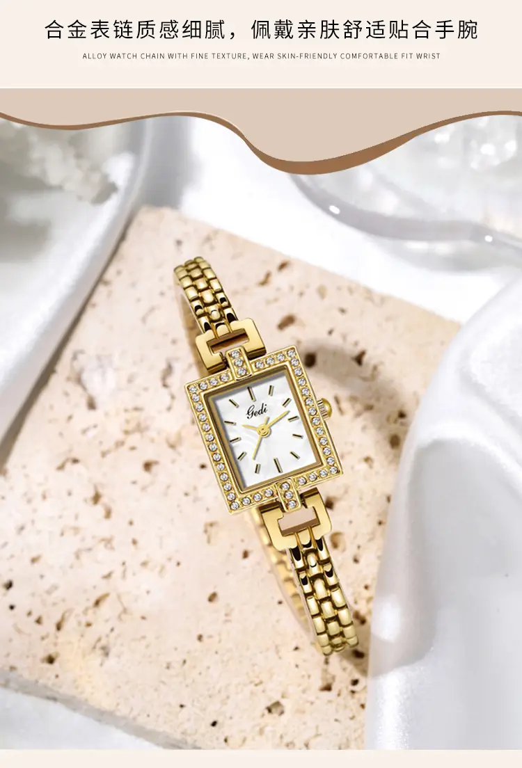 Women's Square Plate Quartz Watch with Crystal Band — feature 14