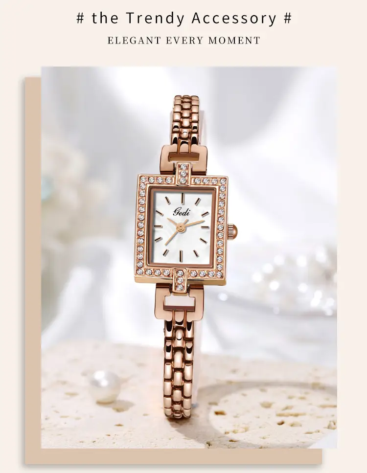 Women's Square Plate Quartz Watch with Crystal Band — feature 21