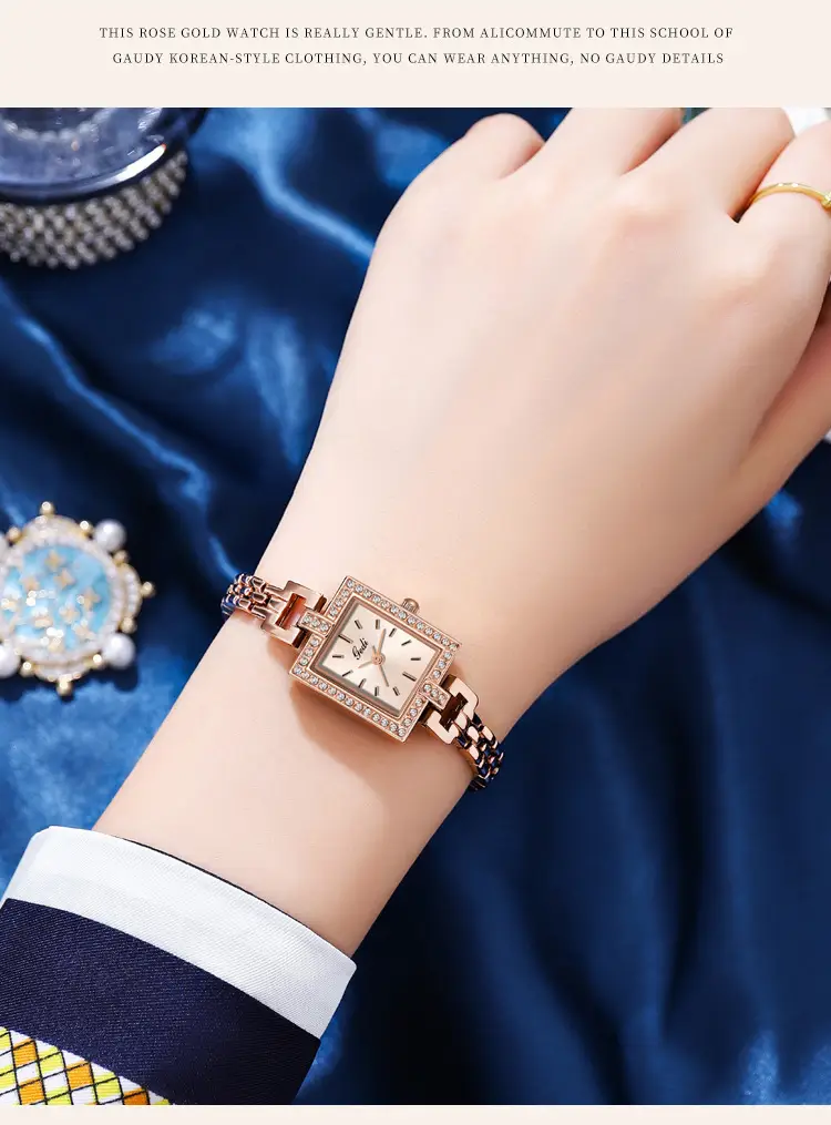 Women's Square Plate Quartz Watch with Crystal Band — feature 22