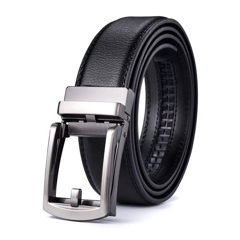 Men's Black Leather Belt with Silver Buckle - Image 7