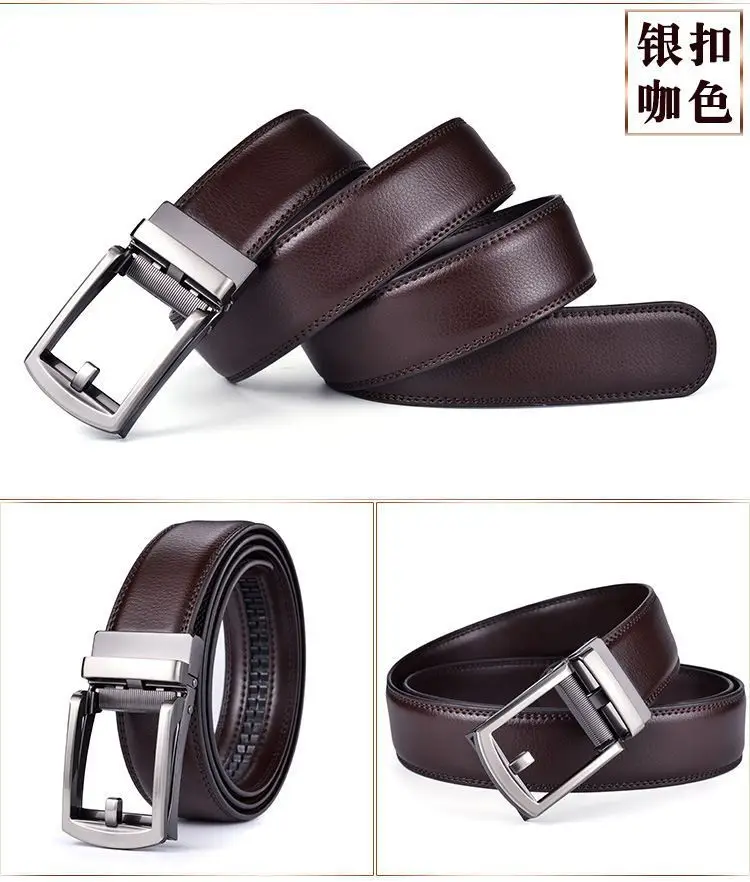 Men's Black Leather Belt with Silver Buckle — feature 10