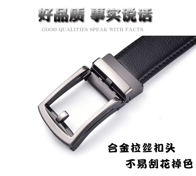 Men's Black Leather Belt with Silver Buckle — feature 5