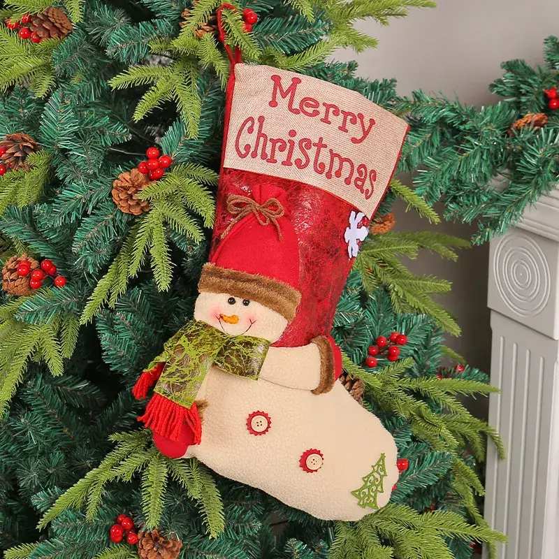 Christmas Socks 3D Extra Thickened Red Brown