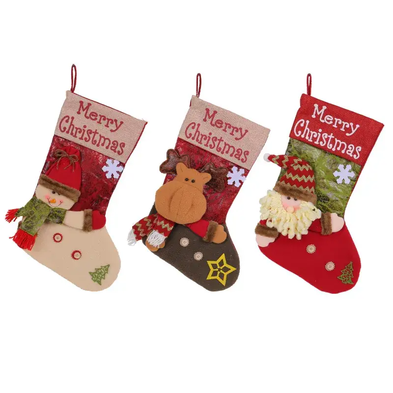 Christmas Socks 3D Extra Thickened Red Brown