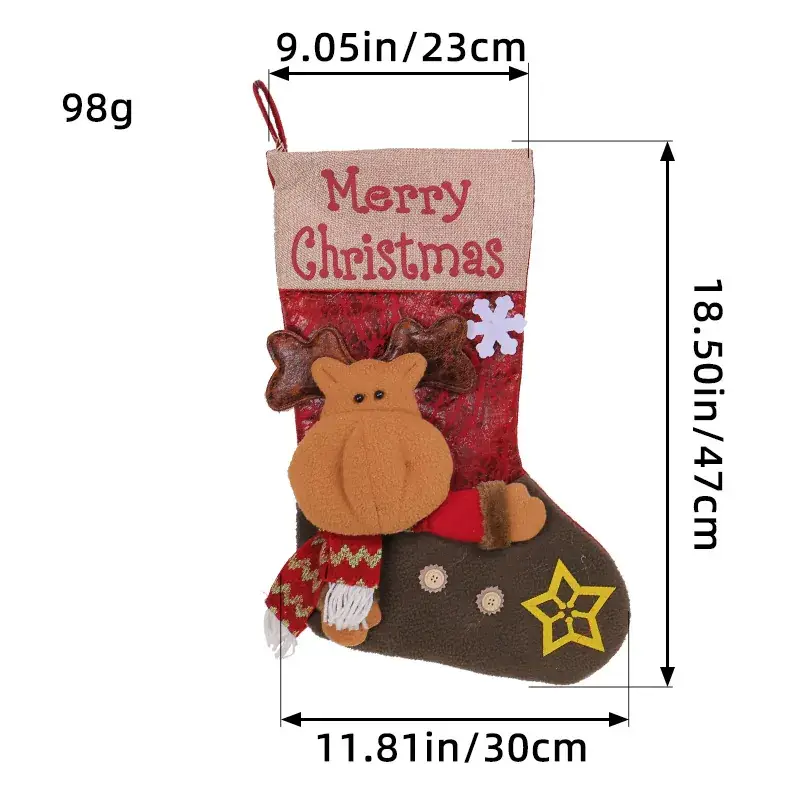Christmas Socks 3D Extra Thickened Red Brown